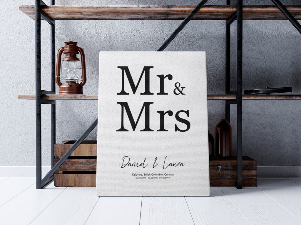 Mr & Mrs Wedding Day Canvas Wall Art Print