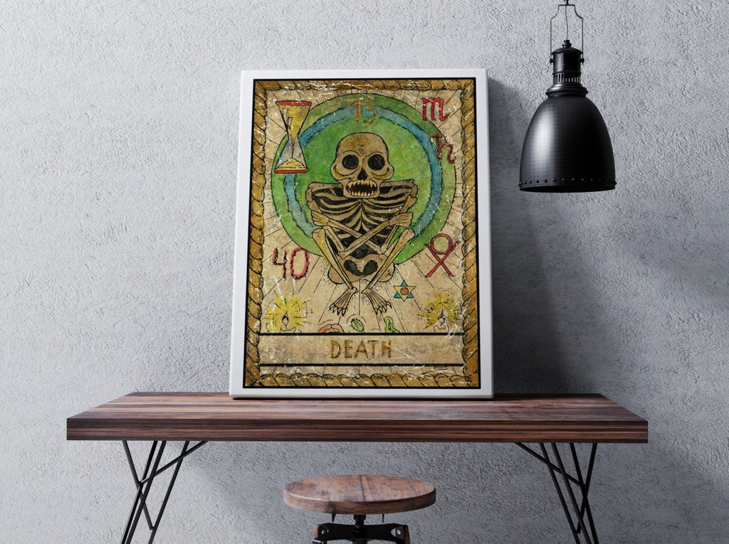 Death Tarot Card Print | Canvas wall art print by Wall Nostalgia. FREE SHIPPING on all orders. Custom Canvas Prints, Made in Calgary, Canada | Large canvas prints, canvas prints, Tarot Card Print Canvas Wall Art | Tarot Card Death, Tarot Cards Print, Tarot print, Tarot Card Wall Print, Tarot Card Wall Art, Tarot art