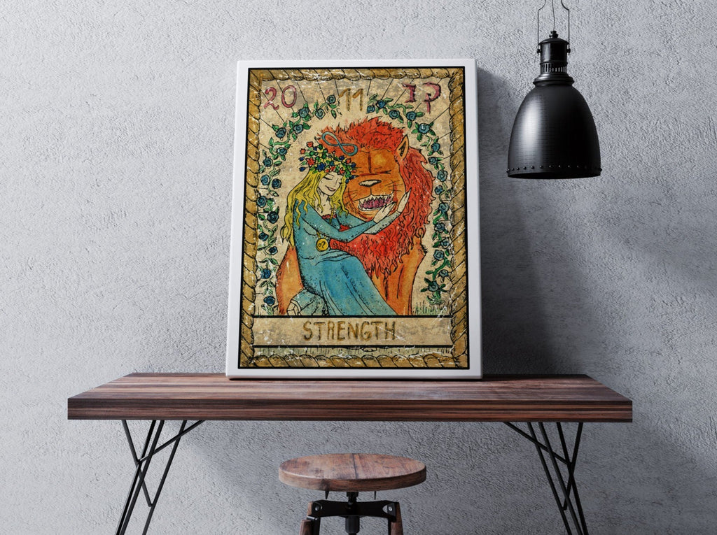 The Strength Strength Tarot Card Canvas Print - Tarot Card Print Wall Art Canada ...