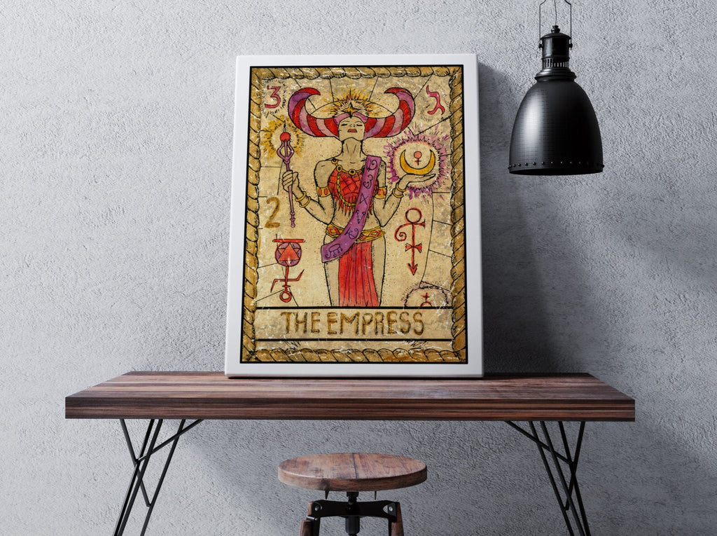 The Empress Tarot Card Print | Canvas wall art print by Wall Nostalgia. FREE SHIPPING on all orders. Canvas Prints, Made in Calgary, Canada | Large canvas prints, custom canvas prints, Tarot Card Print Canvas Wall Art, Tarot Card The Empress, Tarot Cards Print, Tarot print, Tarot Card Wall Print, Tarot Card Wall Art