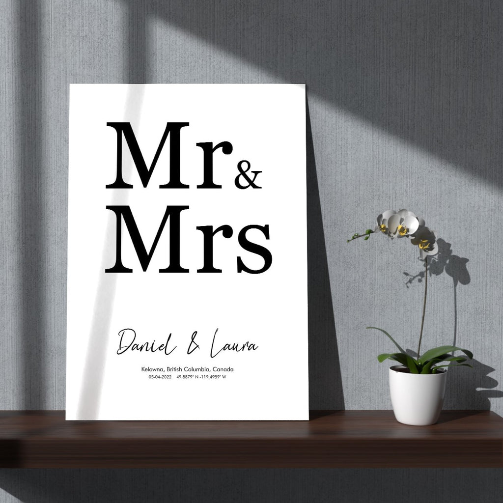 Mr & Mrs Wedding Day Canvas Wall Art Print