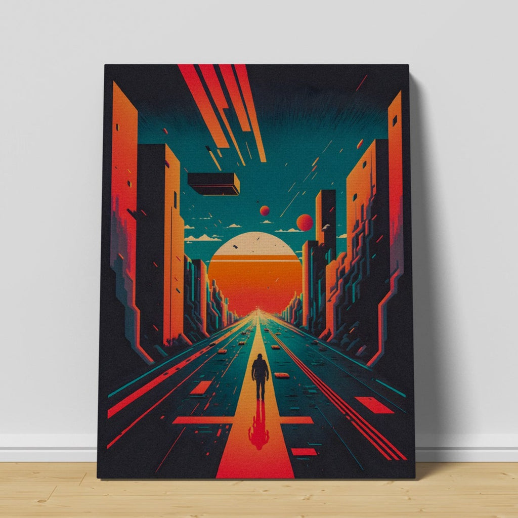 Retro Futuristic Sky Print | Canvas wall art print by Wall Nostalgia. FREE SHIPPING on all orders. Custom Canvas Prints, Made in Calgary, Canada | Large canvas prints, Futuristic Wall Art Canvas, 80s prints, 80s canvas print, Retro Print, Retro Wall Art, Retro Canvas Art, Surreal Art Print, Surrealism Print