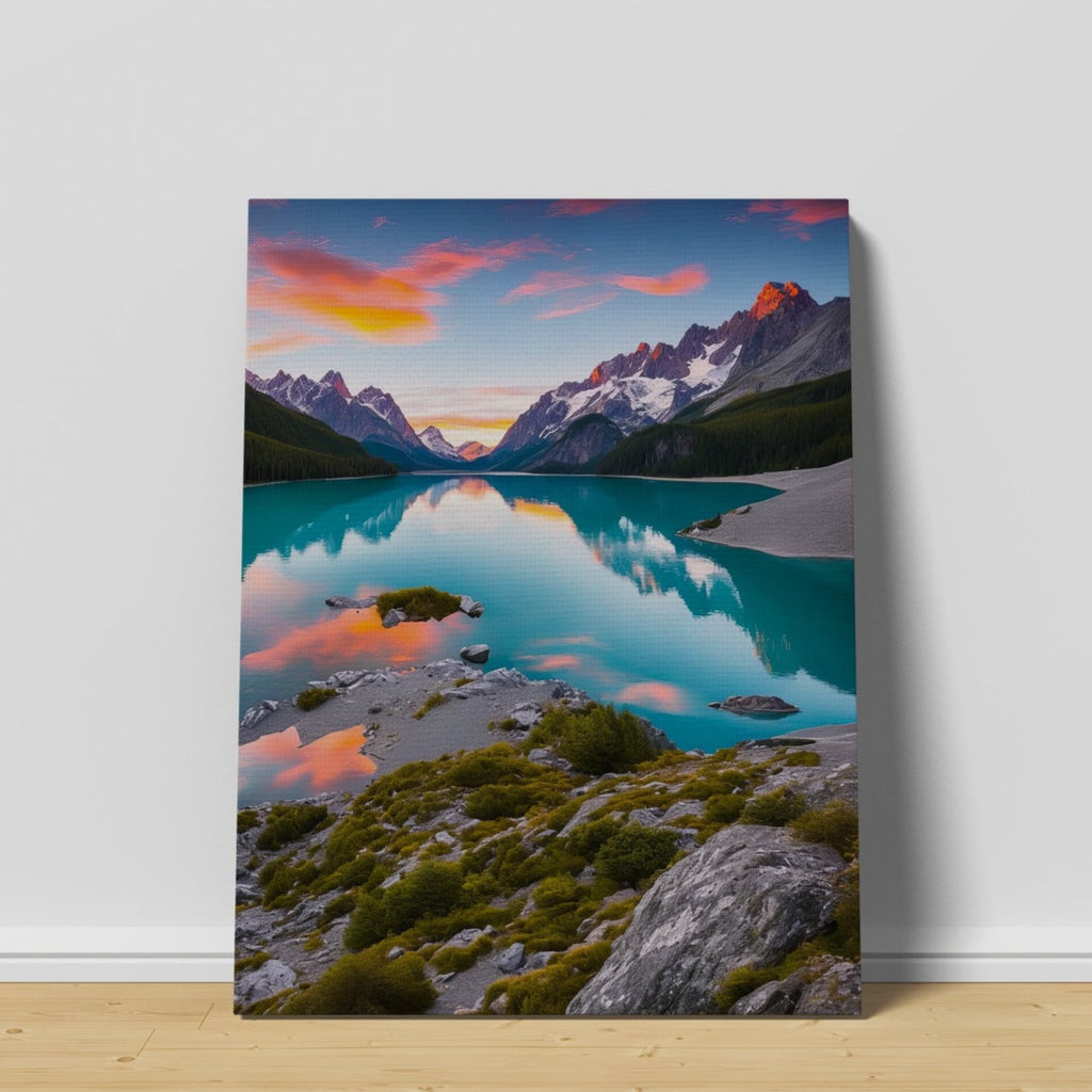 Colorful Mountain Landscape Print | Canvas wall art print by Wall Nostalgia. FREE SHIPPING on all orders. Custom canvas art prints, Made in Calgary, Canada | Large canvas prints, framed canvas prints, Mountain Wall Art Print, Canvas Art Print, Mountain Landscape Art, Mountain Art Print, Mountain Landscape Wall Art