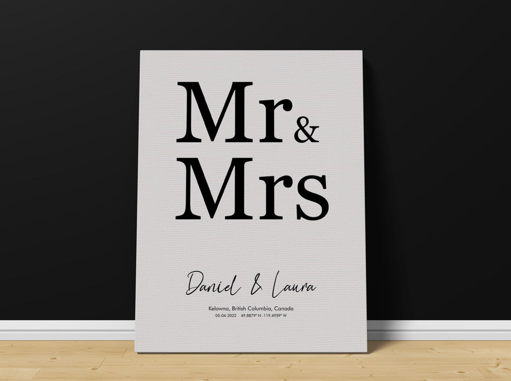 Mr & Mrs Wedding Day Canvas Wall Art Print