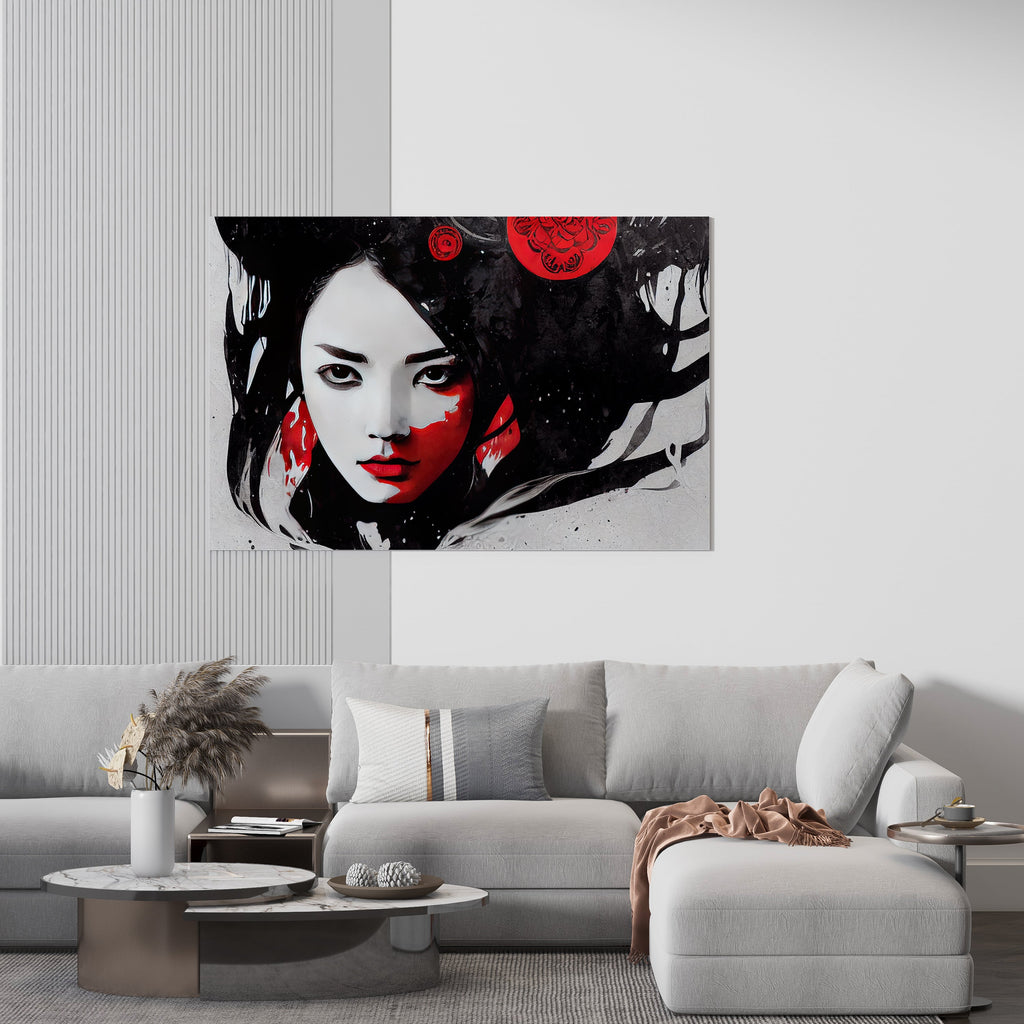 Female Ninja Print | Canvas wall art print by Wall Nostalgia. FREE SHIPPING on all orders. Custom Canvas Prints, Made in Calgary, Canada | Large canvas prints, framed canvas prints, Geisha Print Canvas Wall Art | Geisha wall art print, Geisha wall art, Geisha art, Geisha canvas print, Asian art print, Geisha print art