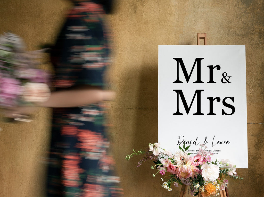 Mr & Mrs Wedding Day Canvas Wall Art Print
